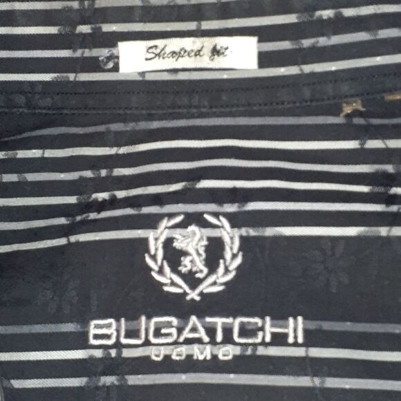 Mens Bugatchi Uomo Floral Striped Dress Shirt 15½" - Picture 2 of 5